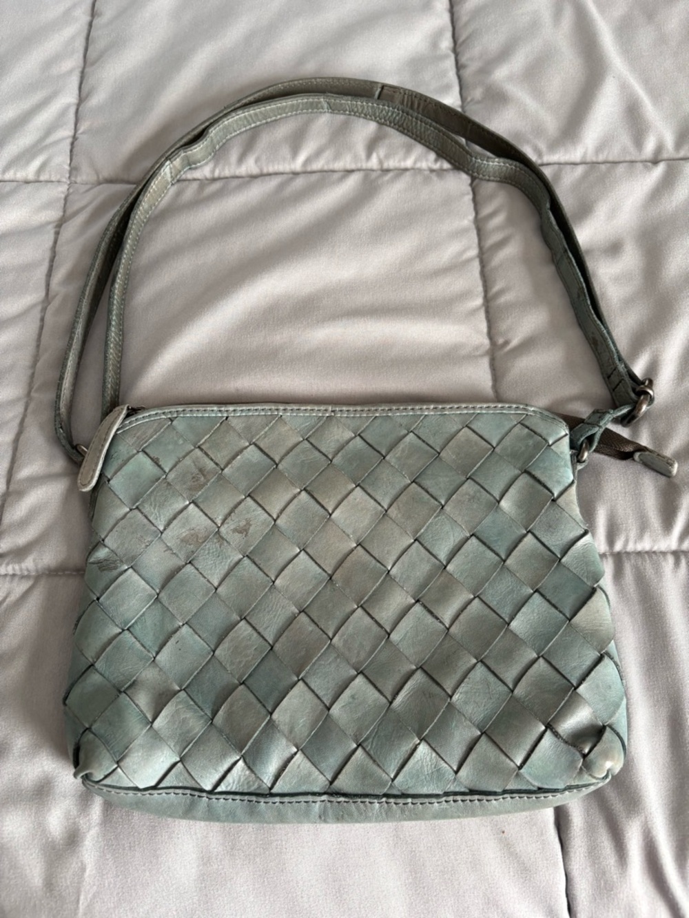 Woven Shoulder Bag in Sage Green